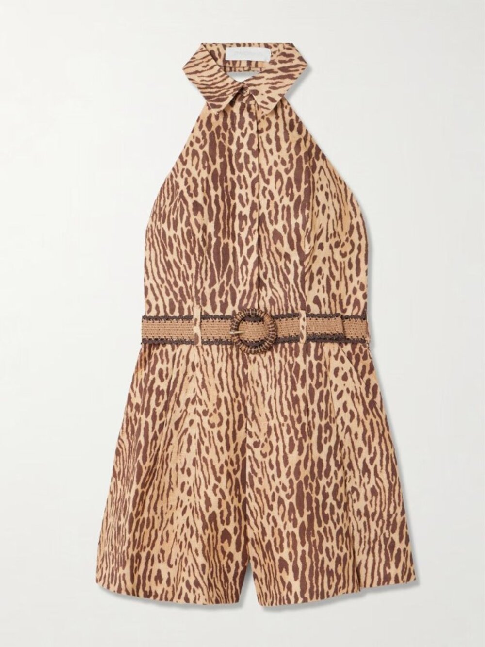 Zimmermann Cascadian Belted Pleated Leopard Linen Playsuit AU 4 / US 12 NWT $575 - Picture 3 of 15